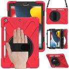 For iPad 10.2 2021 / 2020 / 2019 Silicone + PC Protective Case with Holder & Shoulder Strap(Red) - 1