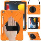 For iPad 10.2 2021 / 2020 / 2019 Silicone + PC Protective Case with Holder & Shoulder Strap(Orange) - 1