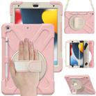 For iPad 10.2 2021 / 2020 / 2019 Silicone + PC Protective Case with Holder & Shoulder Strap(Cherry Blossom Pink) - 1