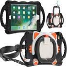 Cute Cat King Kids Shockproof Silicone Tablet Case with Holder & Shoulder Strap & Handle For iPad mini 2019 / 4 / 3 / 2 / 1(Black Orange) - 1