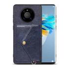 For Huawei Mate 40 Litchi Texture Silicone + PC + PU Leather Back Cover Shockproof Case with Card Slot(Blue) - 1