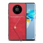 For Huawei Mate 40 Litchi Texture Silicone + PC + PU Leather Back Cover Shockproof Case with Card Slot(Red) - 1