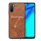 For Huawei Mate 40 Lite Litchi Texture Silicone + PC + PU Leather Back Cover Shockproof Case with Card Slot(Brown) - 1