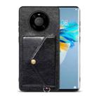 For Huawei Mate 40 Pro Litchi Texture Silicone + PC + PU Leather Back Cover Shockproof Case with Card Slot(Black) - 1