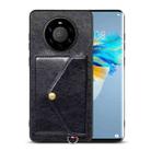 For Huawei Mate 40 Pro+ Litchi Texture Silicone + PC + PU Leather Back Cover Shockproof Case with Card Slot(Black) - 1