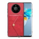 For Huawei Mate 40 Pro+ Litchi Texture Silicone + PC + PU Leather Back Cover Shockproof Case with Card Slot(Red) - 1