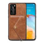 For Huawei P40 Litchi Texture Silicone + PC + PU Leather Back Cover Shockproof Case with Card Slot(Brown) - 1