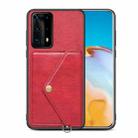 For Huawei P40 Pro+ Litchi Texture Silicone + PC + PU Leather Back Cover Shockproof Case with Card Slot(Red) - 1
