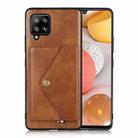 For Samsung Galaxy A42 5G Litchi Texture Silicone + PC + PU Leather Back Cover Shockproof Case with Card Slot(Brown) - 1