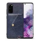 For Samsung Galaxy S20 Litchi Texture Silicone + PC + PU Leather Back Cover Shockproof Case with Card Slot(Blue) - 1