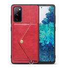 For Samsung Galaxy S20 FE Litchi Texture Silicone + PC + PU Leather Back Cover Shockproof Case with Card Slot(Red) - 1