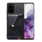 For Samsung Galaxy S20+ Litchi Texture Silicone + PC + PU Leather Back Cover Shockproof Case with Card Slot(Black) - 1