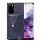 For Samsung Galaxy S20+ Litchi Texture Silicone + PC + PU Leather Back Cover Shockproof Case with Card Slot(Blue) - 1