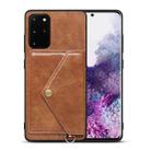 For Samsung Galaxy S20+ Litchi Texture Silicone + PC + PU Leather Back Cover Shockproof Case with Card Slot(Brown) - 1