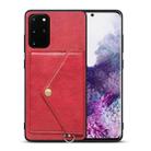 For Samsung Galaxy S20+ Litchi Texture Silicone + PC + PU Leather Back Cover Shockproof Case with Card Slot(Red) - 1