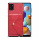 For Samsung Galaxy A31 Litchi Texture Silicone + PC + PU Leather Back Cover Shockproof Case with Card Slot(Red) - 1