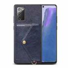 For Samsung Galaxy Note20 Litchi Texture Silicone + PC + PU Leather Back Cover Shockproof Case with Card Slot(Blue) - 1