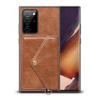 For Samsung Galaxy Note20 Ultra Litchi Texture Silicone + PC + PU Leather Back Cover Shockproof Case with Card Slot(Brown) - 1