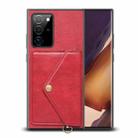 For Samsung Galaxy Note20 Ultra Litchi Texture Silicone + PC + PU Leather Back Cover Shockproof Case with Card Slot(Red) - 1