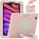 For iPad mini 6 Shockproof TPU + PC Protective Tablet Case with 360 Degree Rotation Foldable Handle Grip Holder & Pen Slot(Cherry Blossoms Pink) - 1