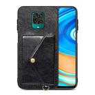 For Xiaomi Redmi Note 9 Pro Litchi Texture Silicone + PC + PU Leather Back Cover Shockproof Case with Card Slot(Black) - 1