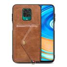 For Xiaomi Redmi Note 9 Pro Litchi Texture Silicone + PC + PU Leather Back Cover Shockproof Case with Card Slot(Brown) - 1