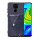 For Xiaomi Redmi Note 9 Litchi Texture Silicone + PC + PU Leather Back Cover Shockproof Case with Card Slot(Blue) - 1