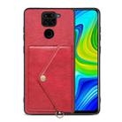 For Xiaomi Redmi Note 9 Litchi Texture Silicone + PC + PU Leather Back Cover Shockproof Case with Card Slot(Red) - 1
