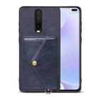 For Xiaomi Redmi K30 Litchi Texture Silicone + PC + PU Leather Back Cover Shockproof Case with Card Slot(Blue) - 1