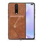 For Xiaomi Redmi K30 Litchi Texture Silicone + PC + PU Leather Back Cover Shockproof Case with Card Slot(Brown) - 1