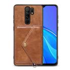 For Xiaomi Redmi 9 Litchi Texture Silicone + PC + PU Leather Back Cover Shockproof Case with Card Slot(Brown) - 1