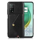 For Xiaomi Mi 10T Pro 5G Litchi Texture Silicone + PC + PU Leather Back Cover Shockproof Case with Card Slot(Black) - 1