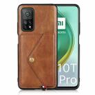 For Xiaomi Mi 10T Pro 5G Litchi Texture Silicone + PC + PU Leather Back Cover Shockproof Case with Card Slot(Brown) - 1