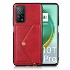 For Xiaomi Mi 10T Pro 5G Litchi Texture Silicone + PC + PU Leather Back Cover Shockproof Case with Card Slot(Red) - 1