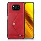 For Xiaomi Poco X3 NFC Litchi Texture Silicone + PC + PU Leather Back Cover Shockproof Case with Card Slot(Red) - 1