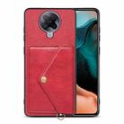 For Xiaomi Redmi K30 Pro Litchi Texture Silicone + PC + PU Leather Back Cover Shockproof Case with Card Slot(Red) - 1