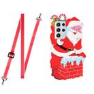 For Samsung Galaxy S21 Ultra 5G Christmas Series Silicone Shockproof Case with Neck Lanyard(Santa Claus) - 1