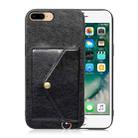 Litchi Texture Silicone + PC + PU Leather Back Cover Shockproof Case with Card Slot For iPhone 8 Plus / 7 Plus(Black) - 1