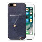 Litchi Texture Silicone + PC + PU Leather Back Cover Shockproof Case with Card Slot For iPhone 8 Plus / 7 Plus(Blue) - 1
