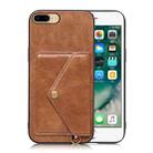 Litchi Texture Silicone + PC + PU Leather Back Cover Shockproof Case with Card Slot For iPhone 8 Plus / 7 Plus(Brown) - 1