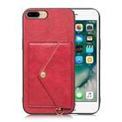 Litchi Texture Silicone + PC + PU Leather Back Cover Shockproof Case with Card Slot For iPhone 8 Plus / 7 Plus(Red) - 1