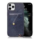 Litchi Texture Silicone + PC + PU Leather Back Cover Shockproof Case with Card Slot For iPhone 11 Pro(Blue) - 1