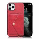 Litchi Texture Silicone + PC + PU Leather Back Cover Shockproof Case with Card Slot For iPhone 11 Pro(Red) - 1