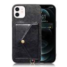 Litchi Texture Silicone + PC + PU Leather Back Cover Shockproof Case with Card Slot For iPhone 12 / 12 Pro(Black) - 1