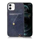 Litchi Texture Silicone + PC + PU Leather Back Cover Shockproof Case with Card Slot For iPhone 12 / 12 Pro(Blue) - 1