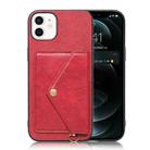 Litchi Texture Silicone + PC + PU Leather Back Cover Shockproof Case with Card Slot For iPhone 12 / 12 Pro(Red) - 1