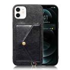 Litchi Texture Silicone + PC + PU Leather Back Cover Shockproof Case with Card Slot For iPhone 12 mini(Black) - 1