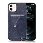 Litchi Texture Silicone + PC + PU Leather Back Cover Shockproof Case with Card Slot For iPhone 12 mini(Blue) - 1