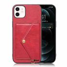 Litchi Texture Silicone + PC + PU Leather Back Cover Shockproof Case with Card Slot For iPhone 12 mini(Red) - 1