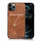 Litchi Texture Silicone + PC + PU Leather Back Cover Shockproof Case with Card Slot For iPhone 12 Pro Max(Brown) - 1